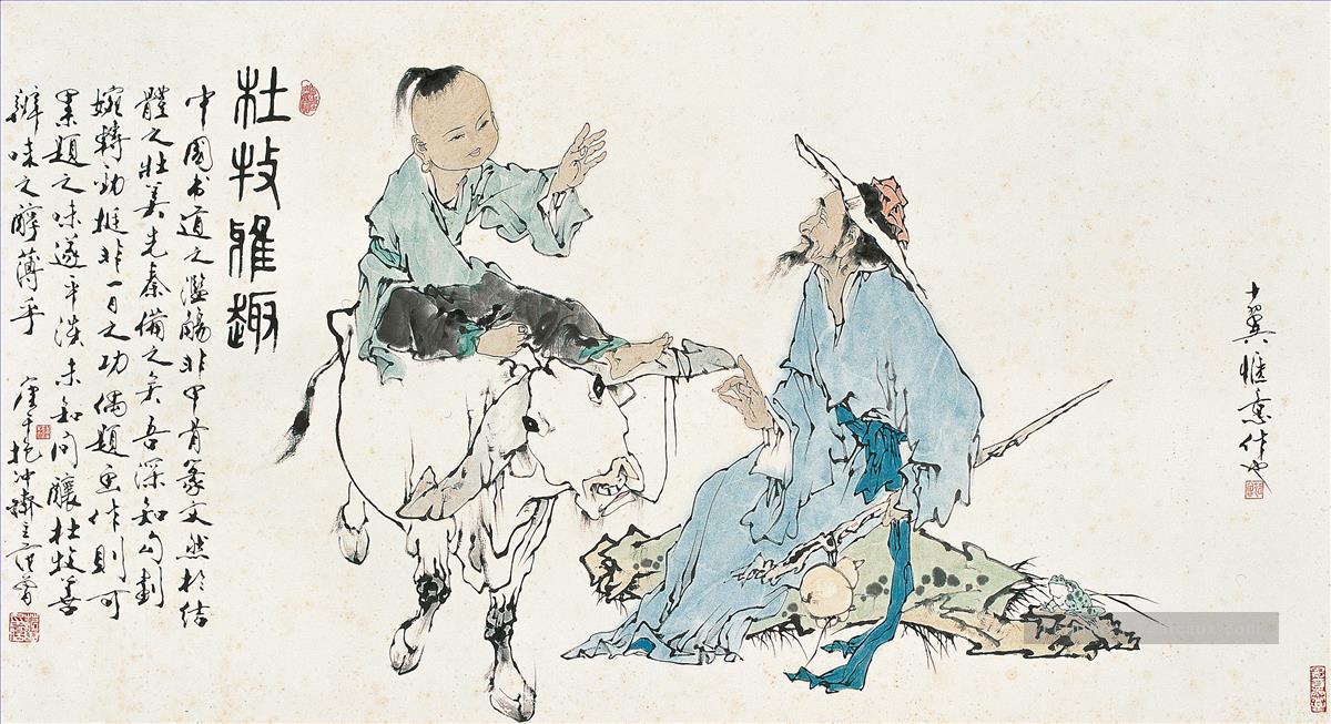 Fangzeng éleveur et fermier Art chinois traditionnel Peintures à l'huile